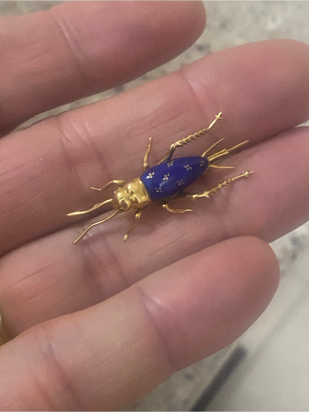 Blue and Gold Beetle-Inspired Wearable Ring - Unbranded